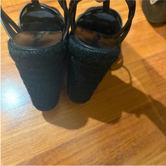 Yves Saint Laurent Black Wedge Sandals - Picture 2 of 4